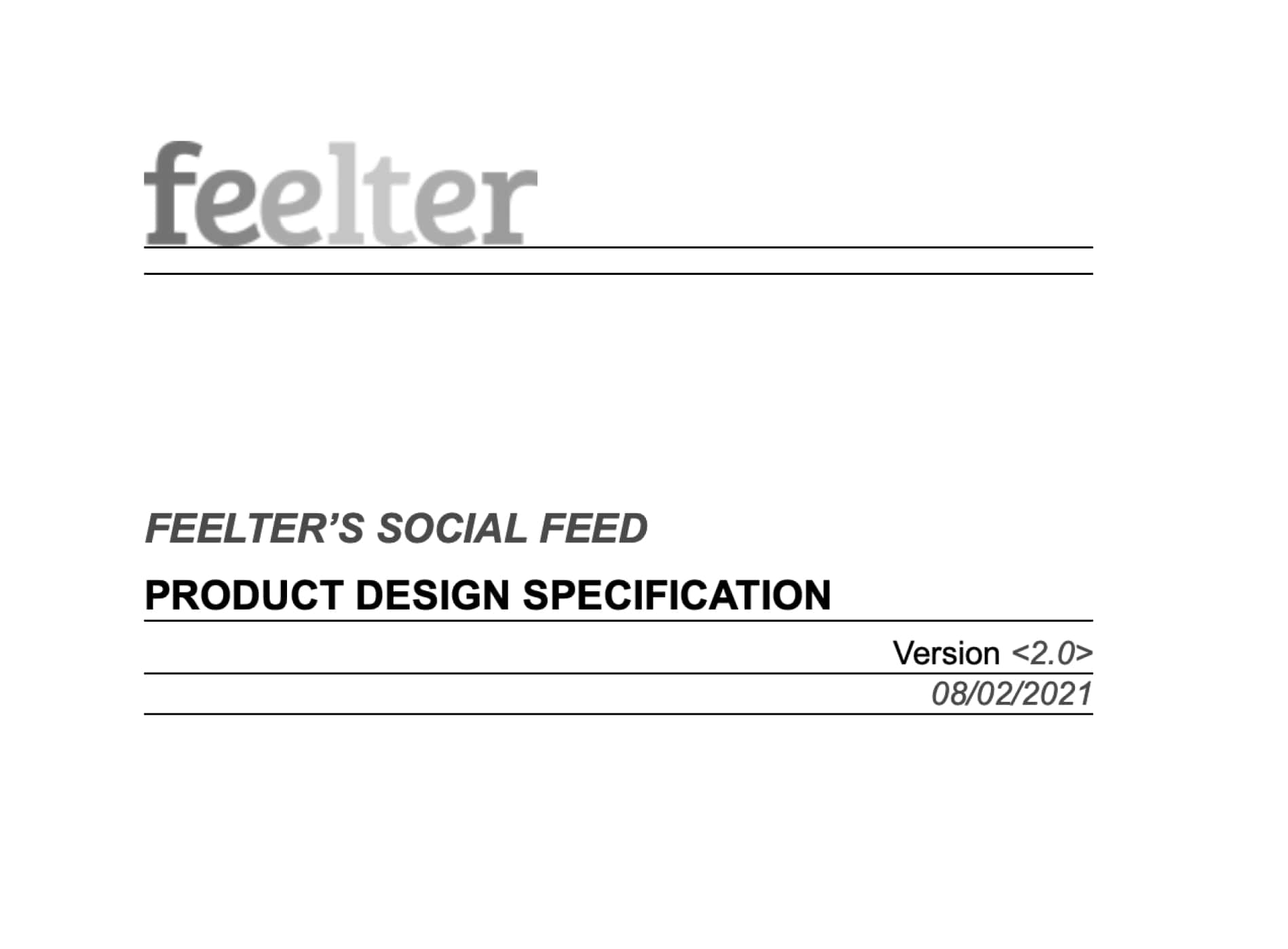 Product design specification screenshot