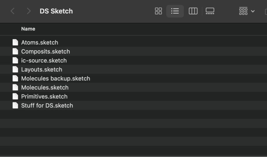 Many Sketch files in the design system