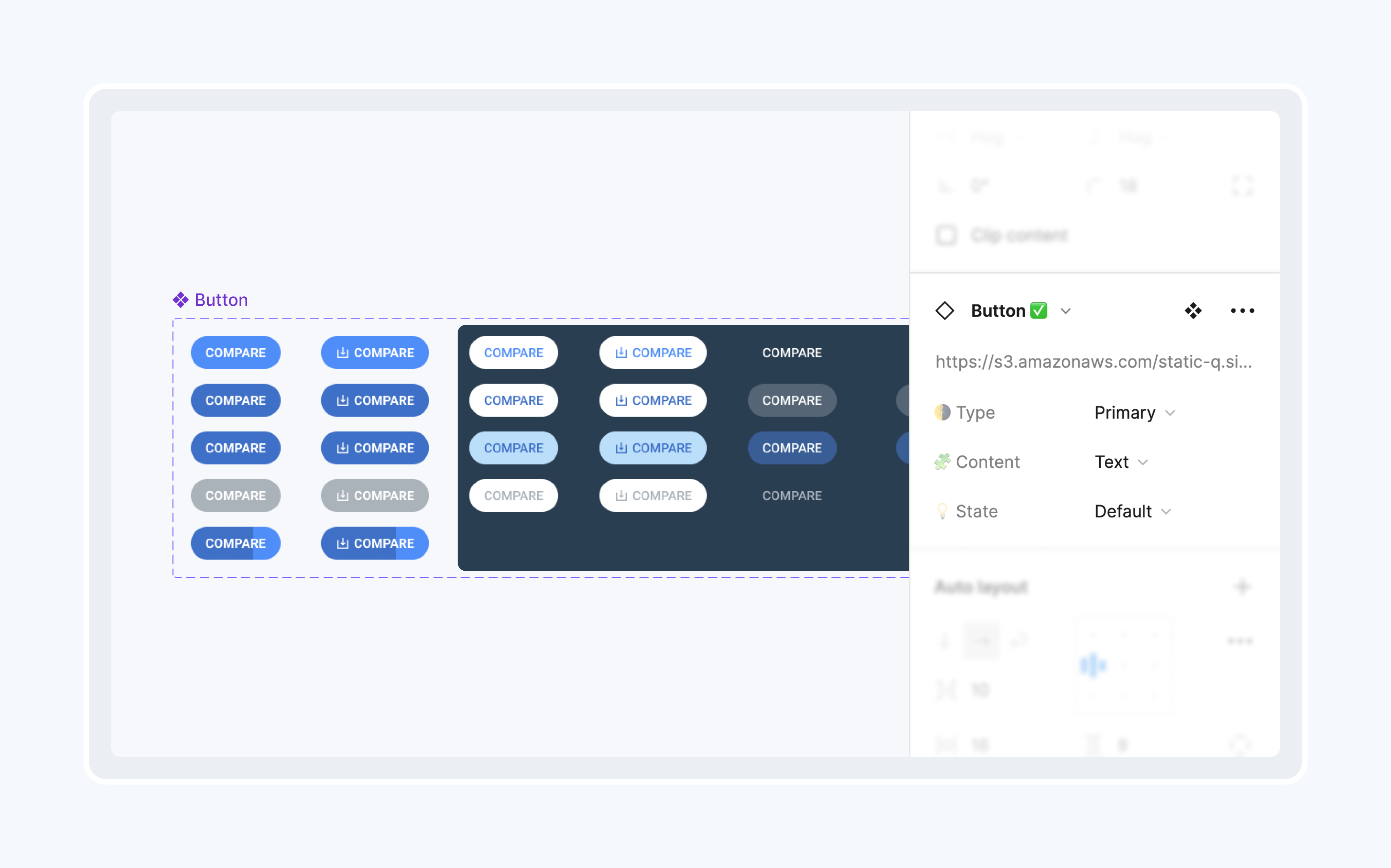 Variables options in the Figma file